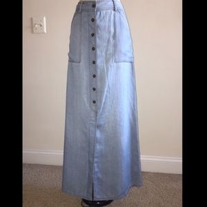 Anthropologie Holding Horses Denim Jean Maxi Skirt
